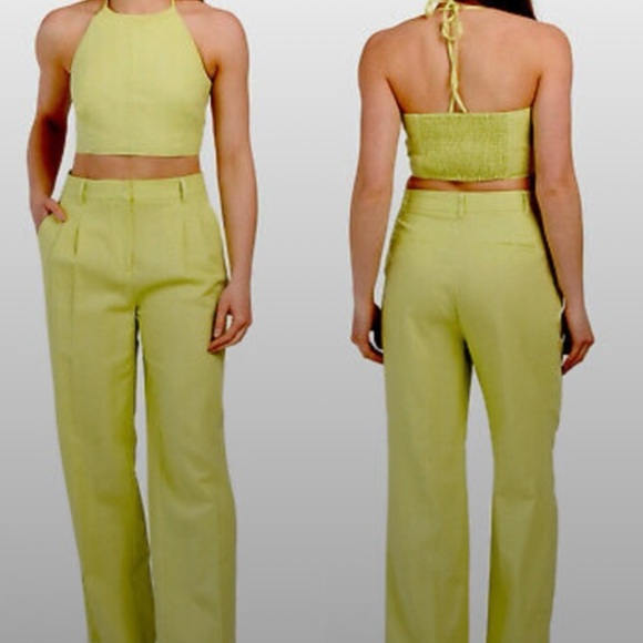 House of Harlow - green linen pant set - Picture 1 of 5